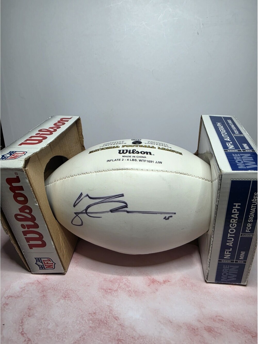 Wilson NFL Autograph Mini Football White Panels Signature Display Ball NIB